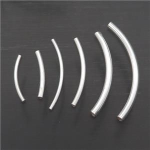 Sterling Silver Bend Tube Beads Column, approx 1.5x30mm [STS0535-1.5X30MM]