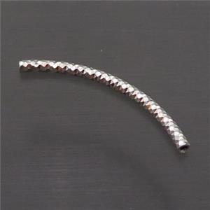 Sterling Silver Bend Tube Beads Column, approx 2x30mm [STS0537]
