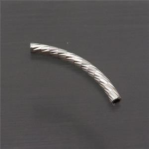 Sterling Silver Bend Tube Beads Column, approx 2x20mm [STS0538]