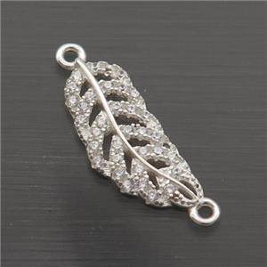 Sterling Silver Leaf Connector Pave Zircon, approx 6-19mm [STS0548]