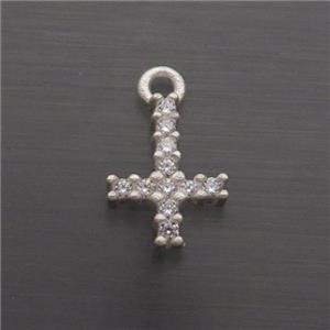 Sterling Silver Cross Pendant Pave Zircon, approx 7.5-10mm [STS0549]