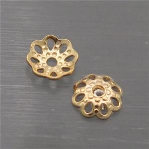 Sterling Silver Beadcaps Gold Plated, approx 6mm [STS0566]