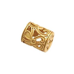 Sterling Silver Beads Tube Hollow Gold Plated, approx 5-6mm [STS0582]