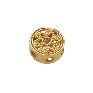 Sterling Silver Beads Circle Hollow Gold Plated, approx 6mm [STS0588]