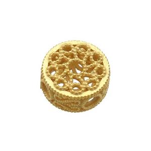 Sterling Silver Beads Circle Hollow Gold Plated, approx 8mm [STS0591]