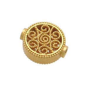 Sterling Silver Beads Circle Hollow Gold Plated, approx 9mm [STS0592]