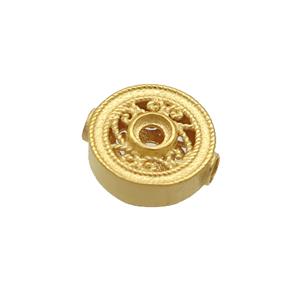 Sterling Silver Beads Circle Gold Plated, approx 7mm [STS0603]