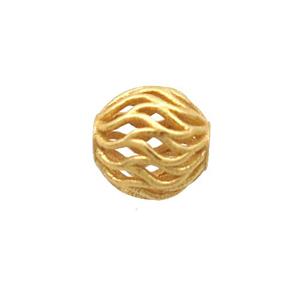 Sterling Silver Beads Round Hollow Gold Plated, approx 6mm [STS0608]