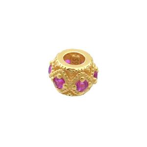 Sterling Silver Round Beads Pave Zircon Gold Plated, approx 4.8mm [STS0616]