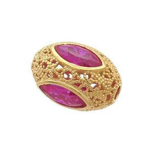 Sterling Silver Rice Beads Pave Zircon Gold Plated, approx 9-12mm [STS0620]