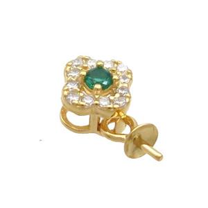 Sterling Silver Bail Pave Zircon Pad Gold Plated, approx 6mm [STS0622]