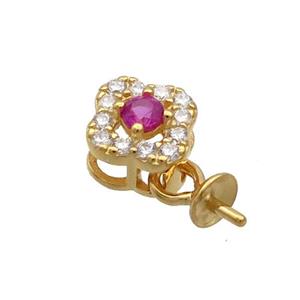 Sterling Silver Bail Pave Zircon Pad Gold Plated, approx 6mm [STS0623]