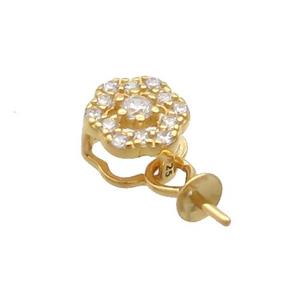 Sterling Silver Bail Pave Zircon Pad Gold Plated, approx 6mm [STS0624]