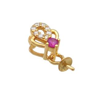 Sterling Silver Bail Pave Zircon Pad Gold Plated, approx 5-7mm [STS0629]