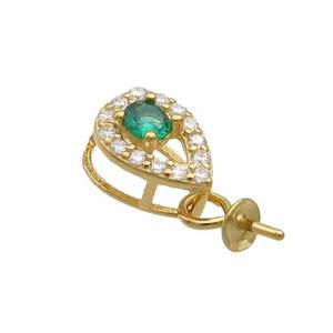 Sterling Silver Bail Pave Zircon Pad Gold Plated, approx 5.5-7.5mm [STS0631]