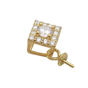Sterling Silver Bail Pave Zircon Pad Gold Plated, approx 5.5mm [STS0633]
