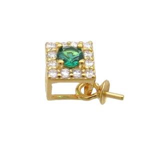 Sterling Silver Bail Pave Zircon Pad Gold Plated, approx 5.5mm [STS0634]