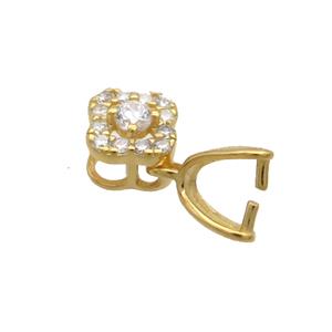 Sterling Silver Pinch Bail Pave Zircon Clasp Gold Plated, approx 6mm [STS0637]