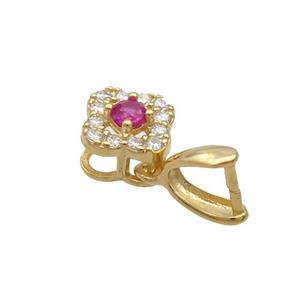 Sterling Silver Pinch Bail Pave Zircon Clasp Gold Plated, approx 6mm [STS0639]