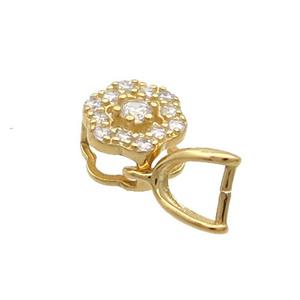 Sterling Silver Pinch Bail Pave Zircon Clasp Gold Plated, approx 6mm [STS0640]