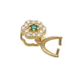 Sterling Silver Pinch Bail Pave Zircon Clasp Gold Plated, approx 6mm [STS0641]