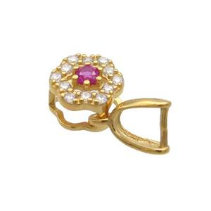 Sterling Silver Pinch Bail Pave Zircon Clasp Gold Plated, approx 6mm [STS0642]