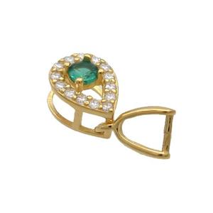Sterling Silver Pinch Bail Pave Zircon Clasp Gold Plated, approx 5-7mm [STS0644]