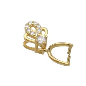 Sterling Silver Pinch Bail Pave Zircon Clasp Gold Plated, approx 5.5-7.5mm [STS0645]