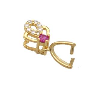 Sterling Silver Pinch Bail Pave Zircon Clasp Gold Plated, approx 5.5-7.5mm [STS0647]