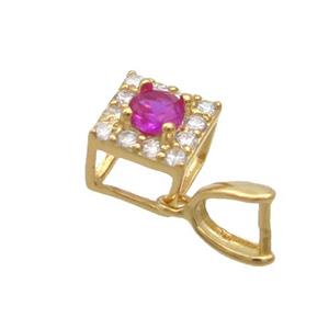 Sterling Silver Pinch Bail Pave Zircon Clasp Gold Plated, approx 5.5mm [STS0650]