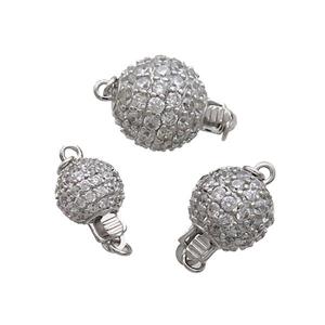 Sterling Silver Clasp Pave Zircon Pinch Platinum Plated, approx 10mm [STS0656-10MM]
