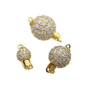 Sterling Silver Clasp Pave Zircon Pinch Gold Plated, approx 8mm [STS0657-8MM]