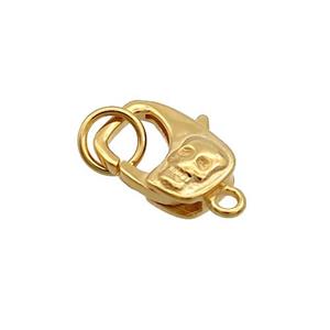 Sterling Silver Lobster Clasp Skull Gold Plated, approx 8-12mm [STS0668]