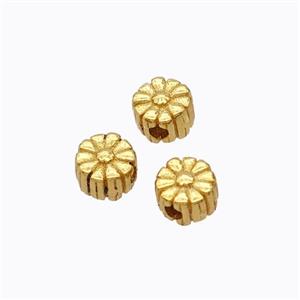 925 Sterling Silver Daisy Flower Beads Gold Plated, approx 3.5mm [STS0683]