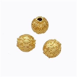 925 Sterling Silver Round Beads Gold Plated, approx 5mm [STS0686]