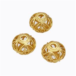 925 Sterling Silver Rondelle Beads Hollow Gold Plated, approx 5-7mm [STS0690]