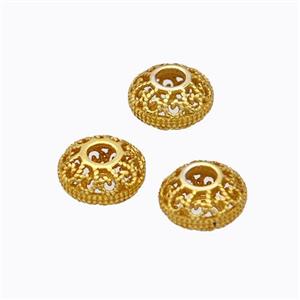 925 Sterling Silver Rondelle Beads Hollow Gold Plated, approx 3-6mm [STS0692]