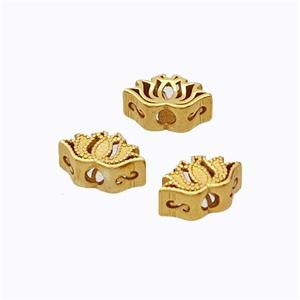 925 Sterling Silver Lotus Beads Hollow Flower Gold Plated, approx 4-7mm [STS0695]