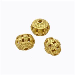 925 Sterling Silver Rondelle Beads Hollow Gold Plated, approx 5-6mm [STS0696]