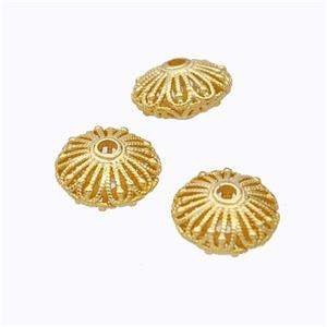 925 Sterling Silver Rondelle Beads Hollow Gold Plated, approx 4-7.5mm [STS0702]