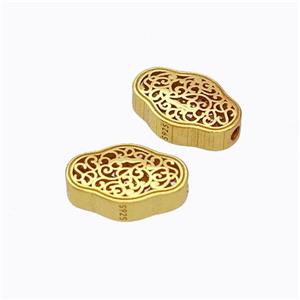 925 Sterling Silver Beads Hollow Gold Plated, approx 6.5-10mm [STS0705]