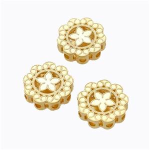 925 Sterling Silver Flower Beads Hollow Gold Plated, approx 9mm [STS0709]