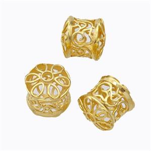 925 Sterling Silver Tube Beads Hollow Gold Plated, approx 8mm [STS0713]