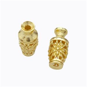 925 Sterling Silver Vase Beads Hollow Flower Gold Plated, approx 5-11.5mm [STS0714]