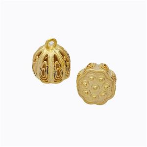 925 Sterling Silver Lotus Pendant Flower Hollow Gold Plated, approx 7.5mm [STS0715]