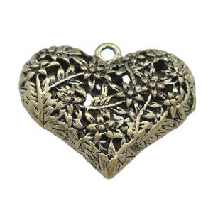 Tibetan Style Zinc Heart Charms Pendant Hollow Antique Silver, approx 25-30mm [YC47714]