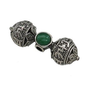 Tibetan Style Zinc Round Beads Double Ball Large Hole Antique Silver, approx 15mm, 40mm, 4mm hole [YC66439]