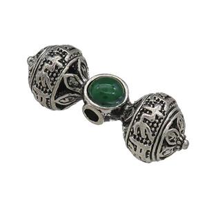 Tibetan Style Zinc Round Beads Double Ball Large Hole Antique Silver, approx 12mm, 30mm, 3mm hole [YC66443]