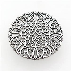 Tibetan Style Zinc Pendant Circle Filigree Antique Silver, approx 40mm [ZN115694]