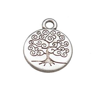 Tibetan Style Zinc Charms Pendant Tree Of Life Antique Silver, approx 15mm [ZN11609]